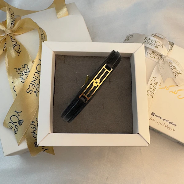 دستبند طلا زنانه چرم گل L550